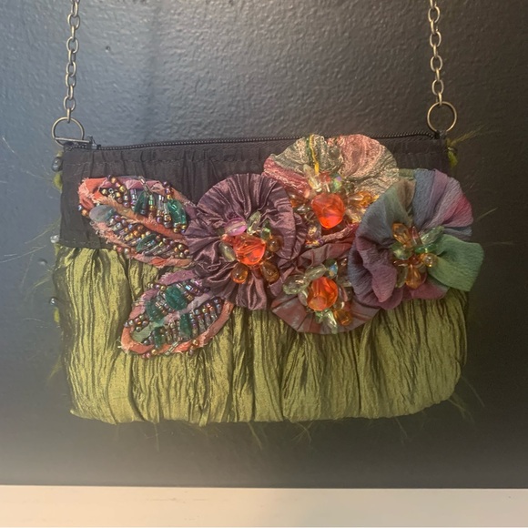 Mary Frances bag beaded purse crossbody Ribbon cottage core whimsical fairy